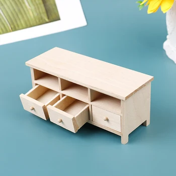 1 предмет 14*6*5 см, миниатюрна дървена кукла къща в мащаб 1:12, шкаф за телевизор, Шкафчета, Мебели, Играчки, Аксесоари