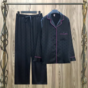 2023 Есенни Нови пижами, Дамски Ice Silk Love Жаккардовая домашно облекло Пижами Пижамные комплекти от две части Пижами