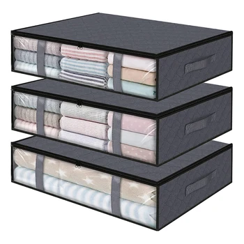 3 Опаковъчни Кутия За Съхранение На Дрехи, Сгъваеми Чанти За Съхранение На Одеяла, Контейнери За Съхранение Под Леглото За Организиране, Дрехи