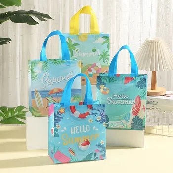 8шт Хавайски чанти за партита, Подаръчни торбички от нетъкан текстил, чанти-тоут за предложения, Торбичка за бонбони с дръжка