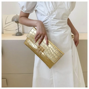 Gold дамски вечерна чанта 2023, дамски официални банкетни чанта през рамо, Клатч, Сватбена дамска чанта, ръчна чанта за момичета, монета, ПУ-плик, в чантата