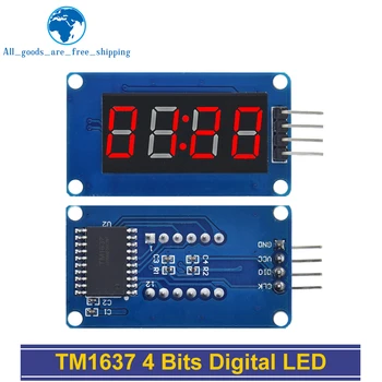TM1637 4-битов Цифров led дисплейный модул за arduino 7-сегментени 0,36-цолови часовници ЧЕРВЕНА анодная тръба Комплект от четири поредни платки на водача