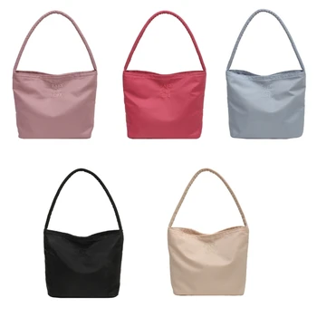 X4FF Универсална найлонова чанта-тоут за момичета, дамски ежедневни чанта в корейски стил, модерна чанта