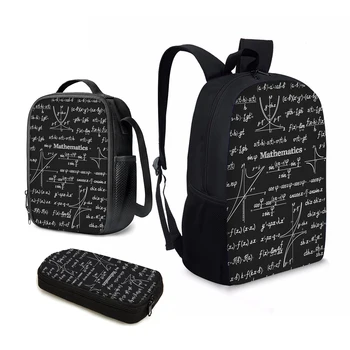 YIKELUO с усъвършенствана формула, математика, 3 бр., подарък за ученици, раница, за учебници за студенти, чанта за обяд за любителите на математиката