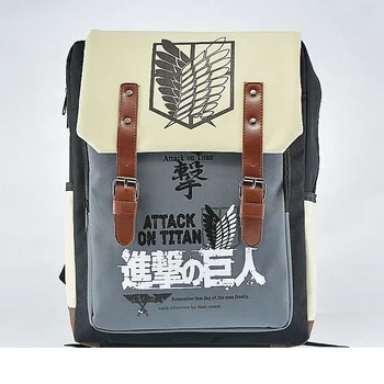 Аниме-раница Attack On Титан, холщовая училищна чанта, компютър, лаптоп, Училищна чанта за книги с цип, карикатура