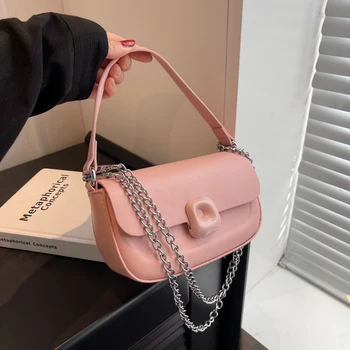 Висококачествена дамска чанта, вечер клатч, модерен дизайнерски мини чанта през рамо на веригата за жени, дамски чанта от изкуствена кожа