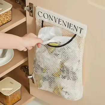 Висящи Опаковки за съхранение Дишащи Миещи Висящи Мрежести Торби за боклук Органайзер Пластмасова чанта за съхранение на Кухненски аксесоари