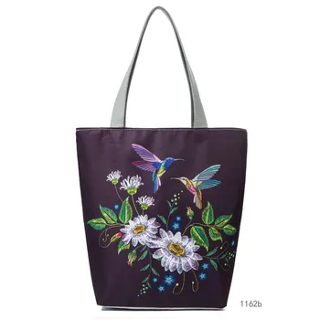 Дамска чанта с флорални принтом Miyahouse, Еко-множество сгъваема дамска чанта за пазаруване голям капацитет, женствена чанта през рамо