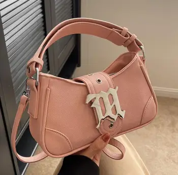 Ежедневни чанти За жени, луксозни дизайнерски Маркови чанти и портмонета 2023, Нова Малка чанта през рамо от изкуствена кожа с метална декорация