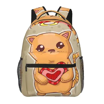 Жена раница Angle Cat Hold Red Heart, модерна чанта за жени, мъже училищна чанта, чанта за книги, Mochila