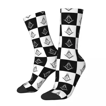 Масонские чорапи в клетка С масонска модел Мъжки Дамски Есенни чорапи Harajuku