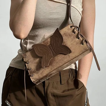 Модни оригиналната американска ретро чанта Y2K Sweet Cool Butterfly под мишниците, чанти през рамо дамски чанти-тоут, чанта за багаж, чанта за през рамо