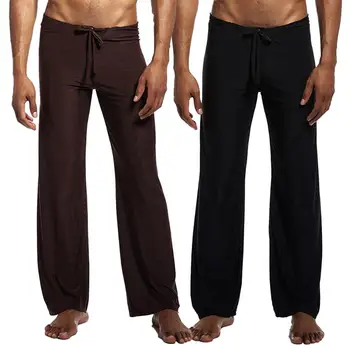 Мъжки копринени топене за сън с завязками, пижами, панталони за почивка, пижами, удобни мъжки летните прохладни домашни панталони, дрехи за йога
