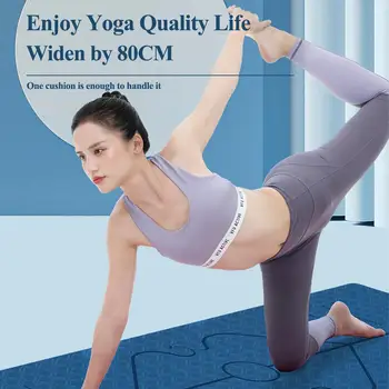 Нескользящий килимче за йога с изравняване на етикети с Ширина 80 см, подложка за фитнес от ТПЭ за домашни тренировки, пътуване на открито