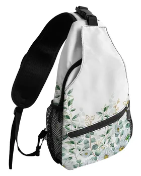 Отличителни торби с листа от евкалипт, Една растение, Маргаритка, дамски, мъжки водоустойчива чанта-незабавни посланици, спортна чанта през рамо с едно рамо