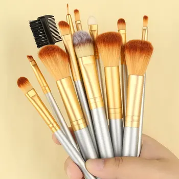 Пискюл за грим, цвят на шампанско Мек Кожен Комплект за козметика в Основата на Руж пудра на Прах Сенки за очи Kabuki Blending Makeup Brush Beauty Tool