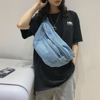 Поясная дънкови Дамски чанта, экосумка, Корейската чанта-месинджър Y2K, чанта през рамо, в гърдите пакет, двойка чанти, чанта унисекс, холщовые джобове