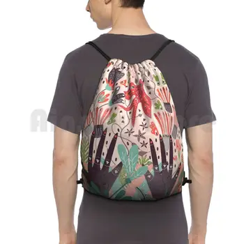 Раница Spring Bird Чанти на съвсем малък, спортна чанта, водоустойчив Животни, Природа, Народна Цвете Романтична птица, Розови ръце, Фантастика
