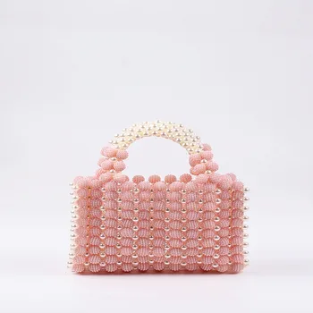 Ръчно вечерна дамска чанта ръчна изработка Yangmei с лъжичка и перли, Нова мода висококачествена дамска чанта от кристал и мъниста