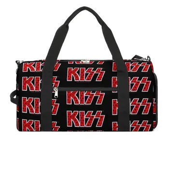 Спортна чанта Kiss Band, спортна чанта с обувки, лого Black Lips, мъжка чанта с изображение на Оксфорд, забавна чанта за багаж, фитнес чанта