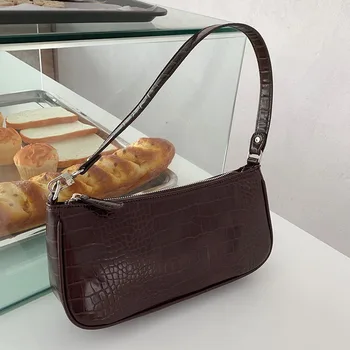 Чанта френски нишевого дизайн 2023 г., женствена чанта в стил ретро под мишниците, чанта от крокодилска кожа, чанта от известни личности
