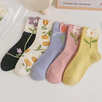 Чорапи Blossom дамски пролетно-летни чорапи с обемисти листа, сладки, дишащи, абсорбиращи потта, Новостите на едро